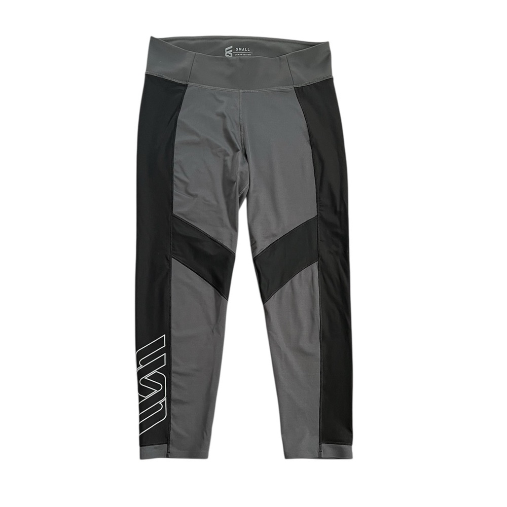 Second Skin 20.5” Compression Mid-Rise Black/Gray Athletic Leggings Size S